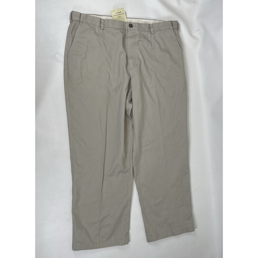 LL Bean Comfort Waist Flat Front‎ Chino Pants Mens Size 40x29 Beige NWT